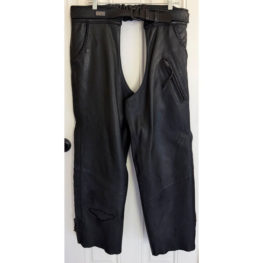 Vtg 1999 Harley Davidson Willie G Braided Leather Chaps XL 98516-99VM Y2K 90s